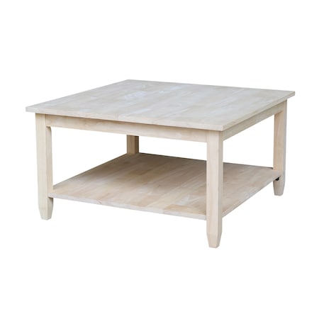 International Concepts Square Solano  Coffee Table, 32 W, 32 L, 18 in H, Wood, Unfinished OT-6SC
